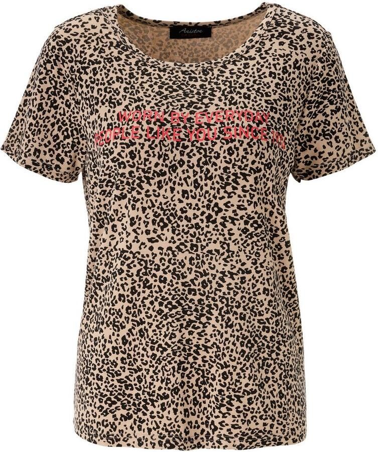 Aniston CASUAL T-shirt in luipaardprint met state t-belettering nieuwe collectie