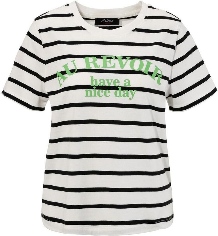 Aniston CASUAL T-shirt in streeppatroon met state t-opdruk