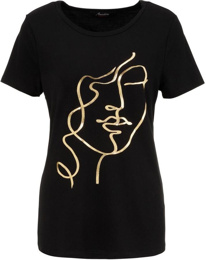 Aniston CASUAL T-shirt met abstract gezicht van glanzende folieprint - Foto 2