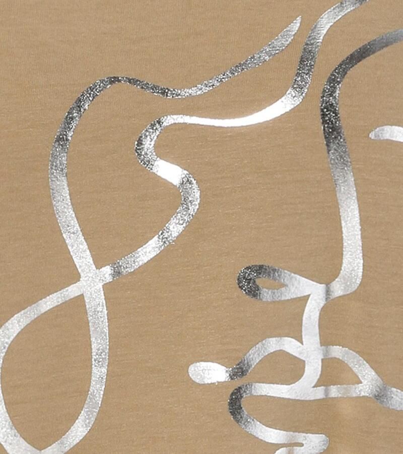 Aniston CASUAL T-shirt met abstract gezicht van glanzende folieprint