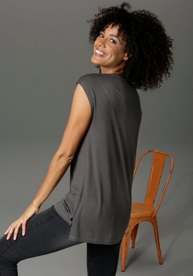 Aniston CASUAL T-shirt met een frontprint gedeeltelijk glinsterende folieprint - Foto 2