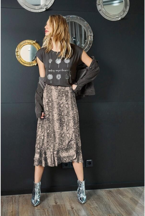 Aniston CASUAL T-shirt met een frontprint gedeeltelijk glinsterende folieprint - Foto 5