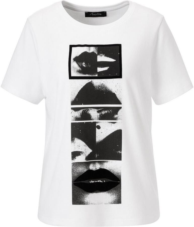 Aniston CASUAL T-shirt met fluweel versierde extravagante frontprint nieuwe collectie