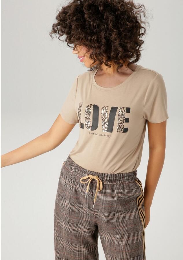 Aniston CASUAL T-shirt met folieprint versierd "love"-opschrift nieuwe collectie - Foto 4