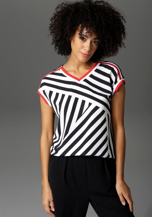 Aniston CASUAL T-shirt met gestreepte boorden - Foto 5