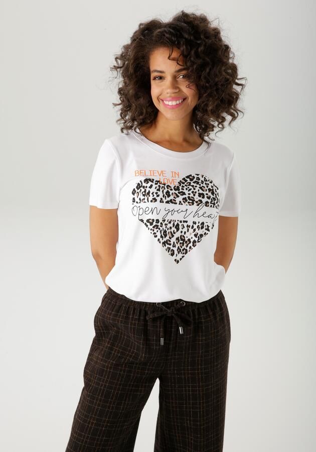 Aniston CASUAL T-shirt met hart leo-print en state t-opschriften nieuwe collectie - Foto 7
