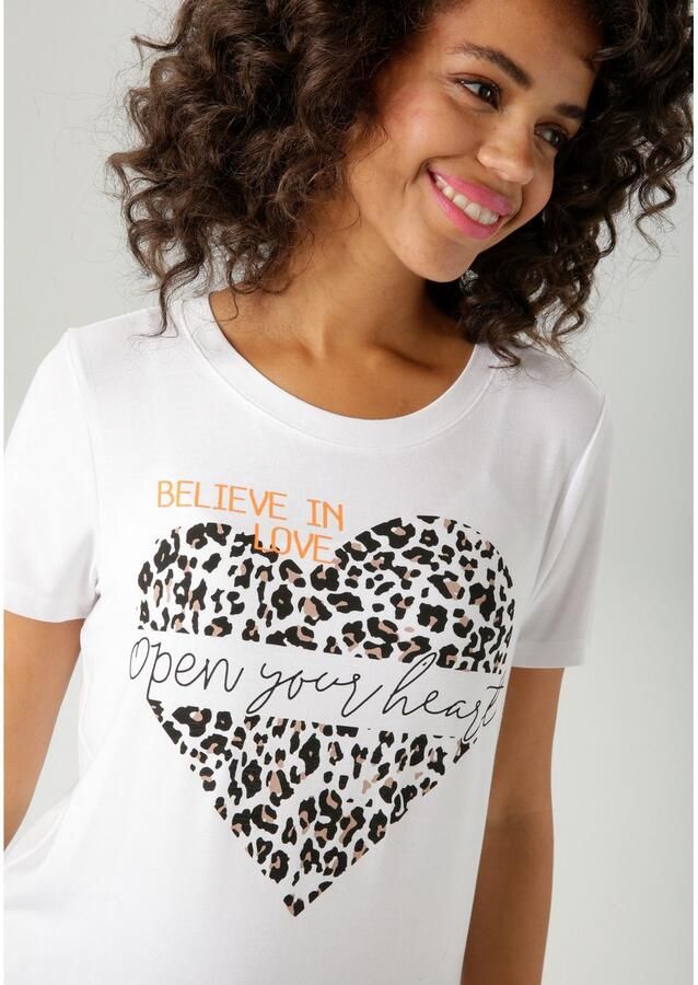 Aniston CASUAL T-shirt met hart leo-print en state t-opschriften nieuwe collectie - Foto 3