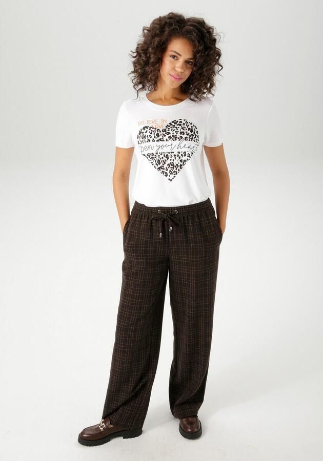 Aniston CASUAL T-shirt met hart leo-print en state t-opschriften nieuwe collectie - Foto 5