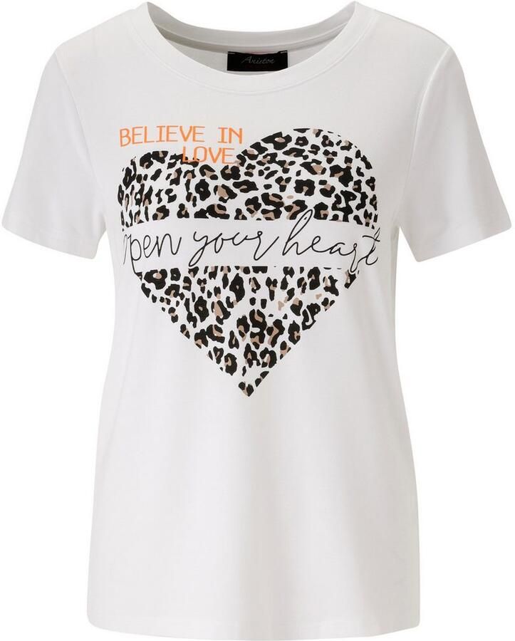 Aniston CASUAL T-shirt met hart leo-print en state t-opschriften nieuwe collectie - Foto 2