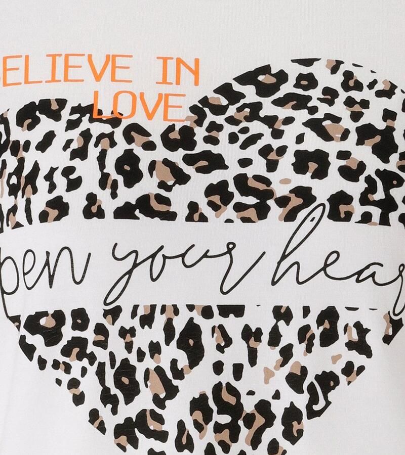 Aniston CASUAL T-shirt met hart leo-print en state t-opschriften nieuwe collectie