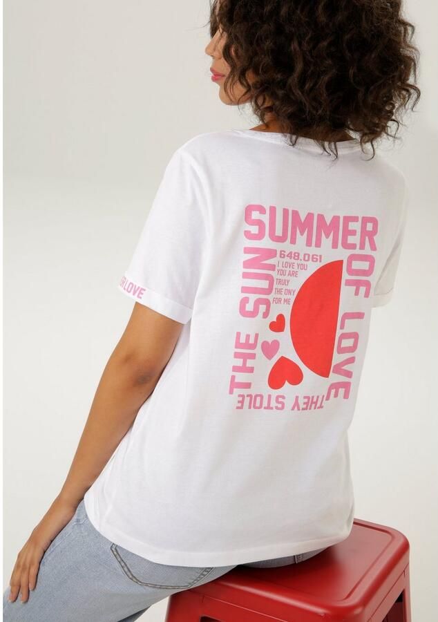 Aniston CASUAL T-shirt met hartjes en bedrukte achterkant - Foto 3