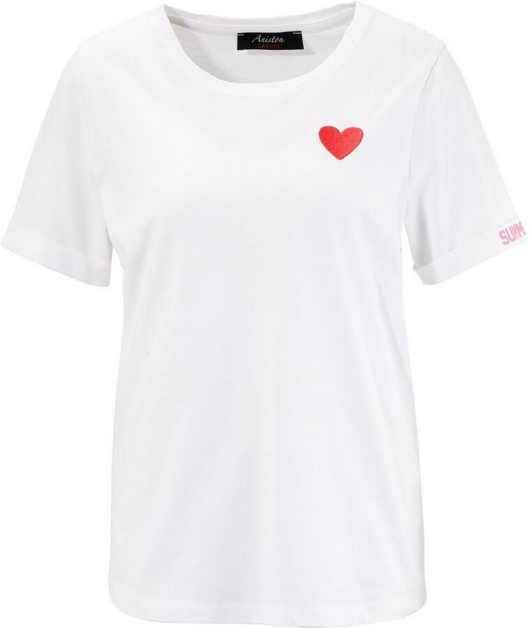 Aniston CASUAL T-shirt met hartjes en bedrukte achterkant
