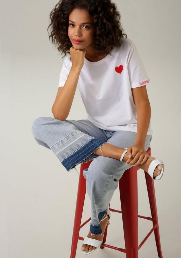 Aniston CASUAL T-shirt met hartjes en bedrukte achterkant - Foto 7