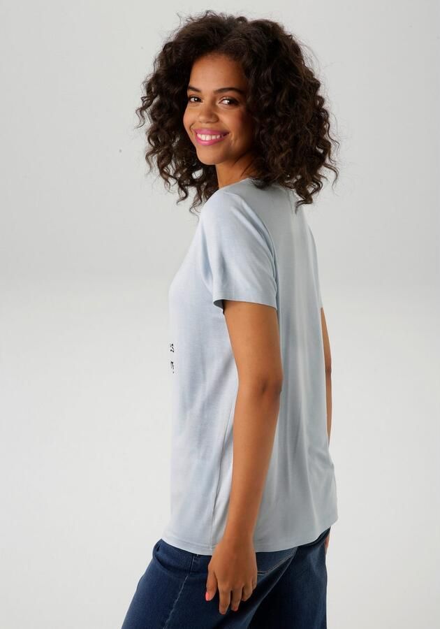 Aniston CASUAL T-shirt met strik en opdruk - Foto 5