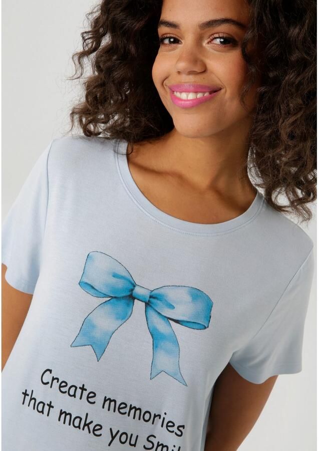 Aniston CASUAL T-shirt met strik en opdruk - Foto 3