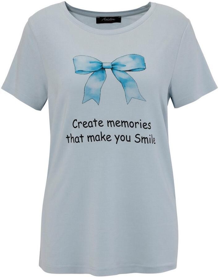 Aniston CASUAL T-shirt met strik en opdruk - Foto 2