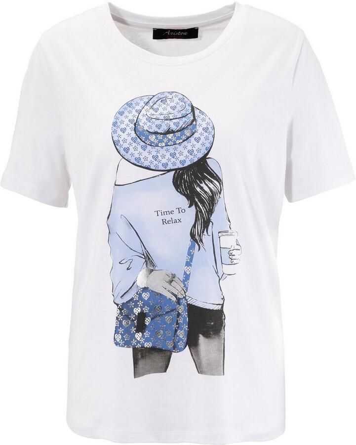 Aniston CASUAL T-shirt met zilverkleurige folieprint aan de voorkant