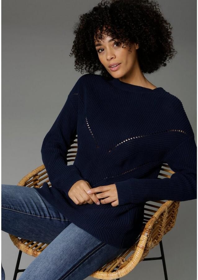 Aniston CASUAL Trui met ronde hals in de patroonmix