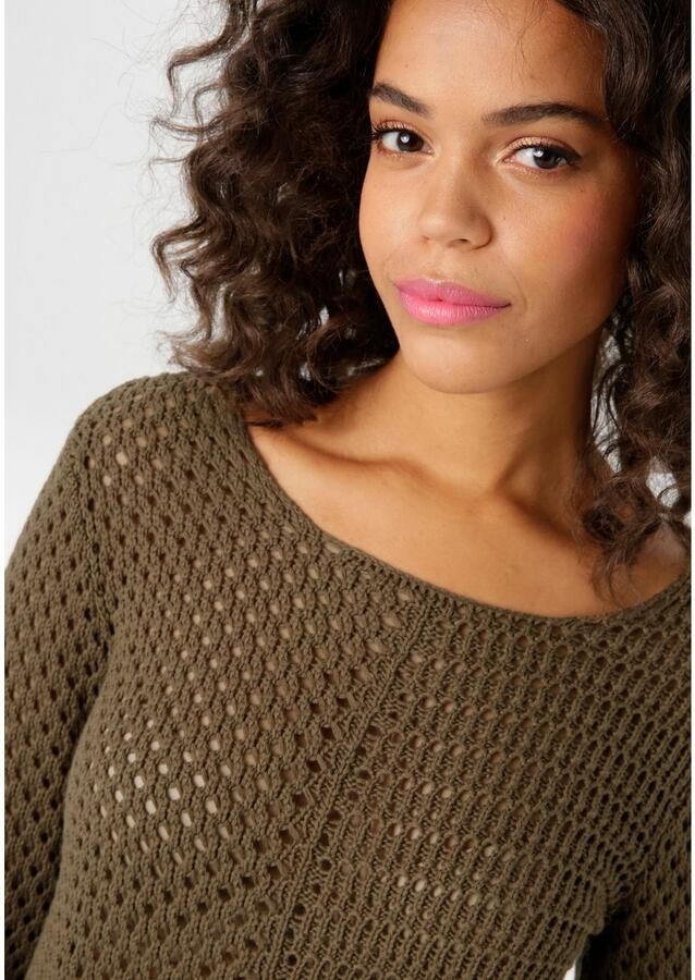 Aniston CASUAL Trui met ronde hals met trendy gemixte ajourmotieven - Foto 3