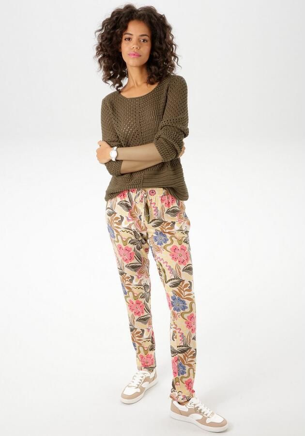 Aniston CASUAL Trui met ronde hals met trendy gemixte ajourmotieven - Foto 6