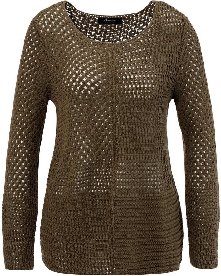 Aniston CASUAL Trui met ronde hals met trendy gemixte ajourmotieven - Foto 2