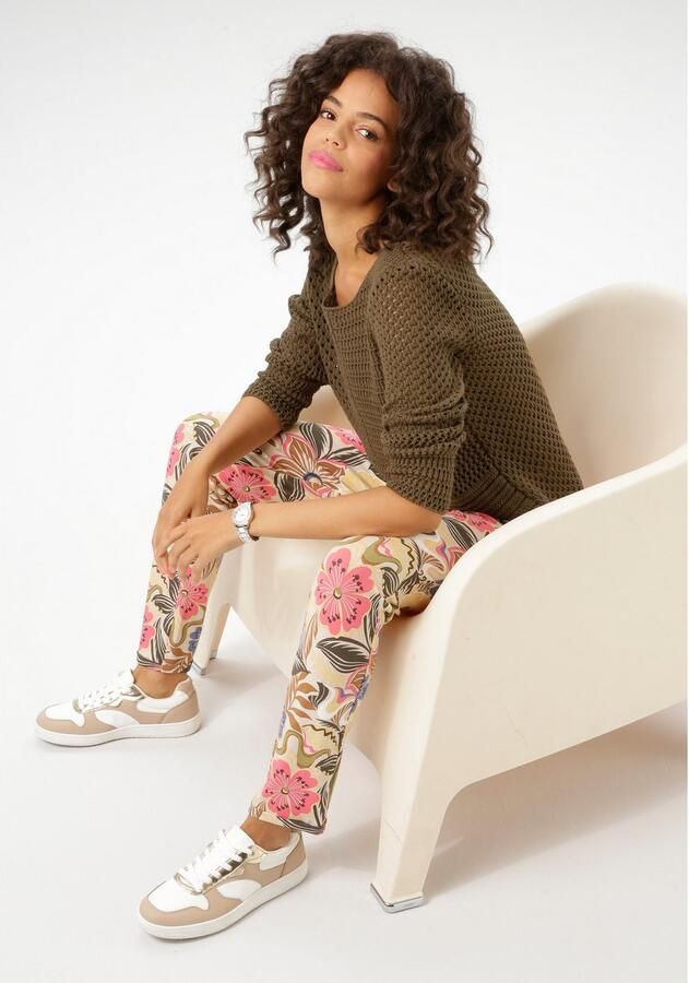 Aniston CASUAL Trui met ronde hals met trendy gemixte ajourmotieven - Foto 4