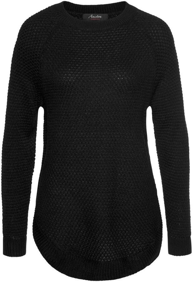 Aniston CASUAL Trui met ronde hals ribbreisel langs de zijnaden - Foto 5