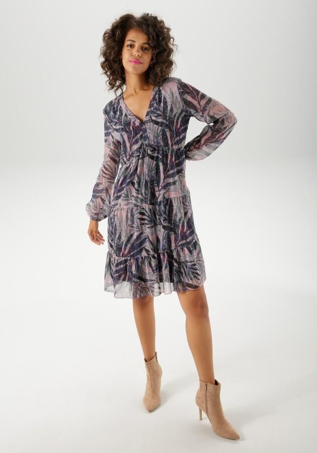 Aniston CASUAL Tuniekjurk bedrukt met exotische bladeren in batik-look nieuwe collectie - Foto 6