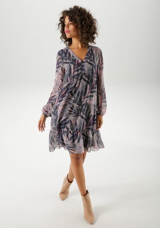 Aniston CASUAL Tuniekjurk bedrukt met exotische bladeren in batik-look nieuwe collectie - Foto 4