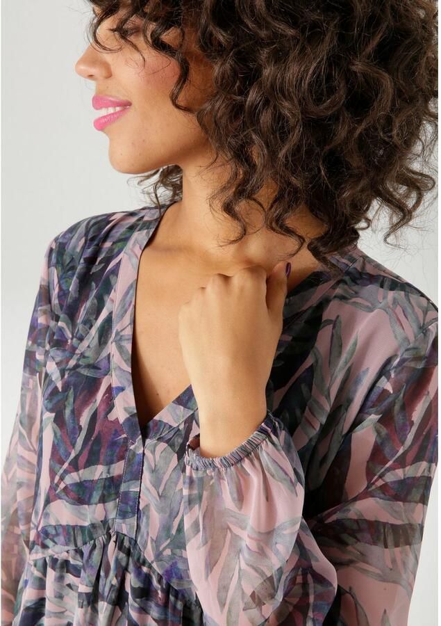 Aniston CASUAL Tuniekjurk bedrukt met exotische bladeren in batik-look nieuwe collectie - Foto 2