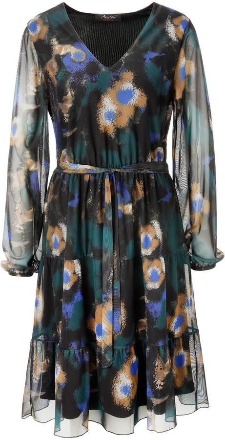 Aniston CASUAL Tuniekjurk bedrukt met grafische batik-bloe nieuwe collectie (Met een afneembare bindstrik) - Foto 6