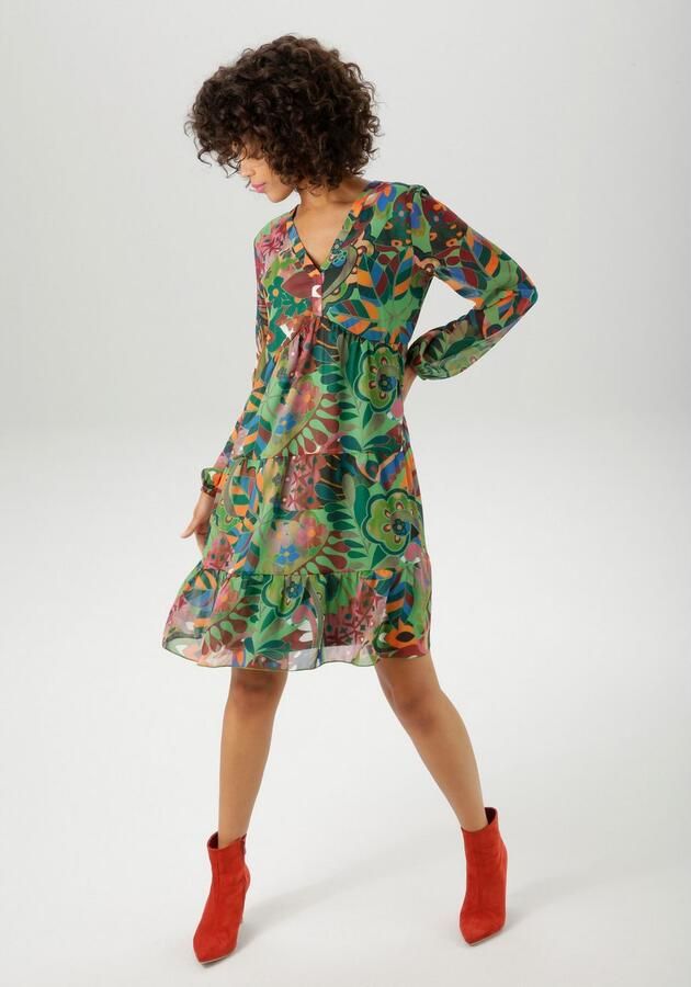 Aniston CASUAL Tuniekjurk met fantasierijke grafische bloe print nieuwe collectie - Foto 3