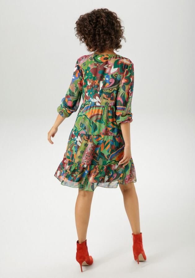 Aniston CASUAL Tuniekjurk met fantasierijke grafische bloe print nieuwe collectie - Foto 4