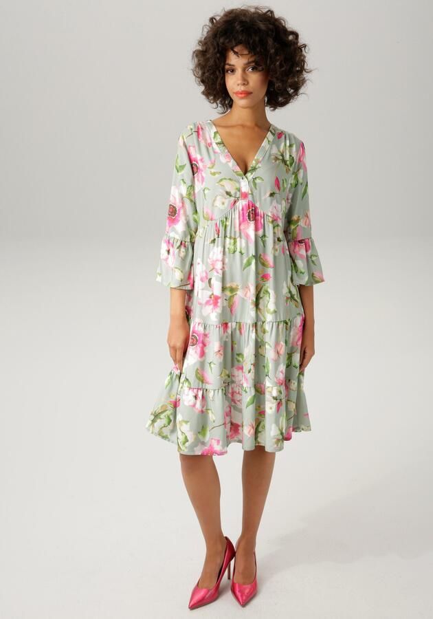 Aniston CASUAL Tuniekjurk met fantasievolle bloe print - Foto 6