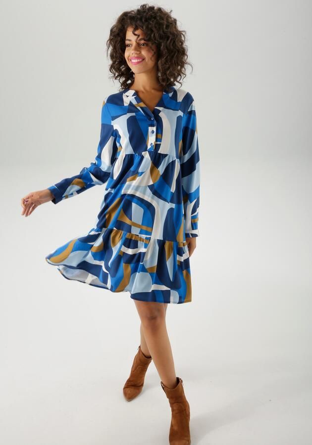Aniston CASUAL Tuniekjurk met grootschalig grafisch druk nieuwe collectie - Foto 7