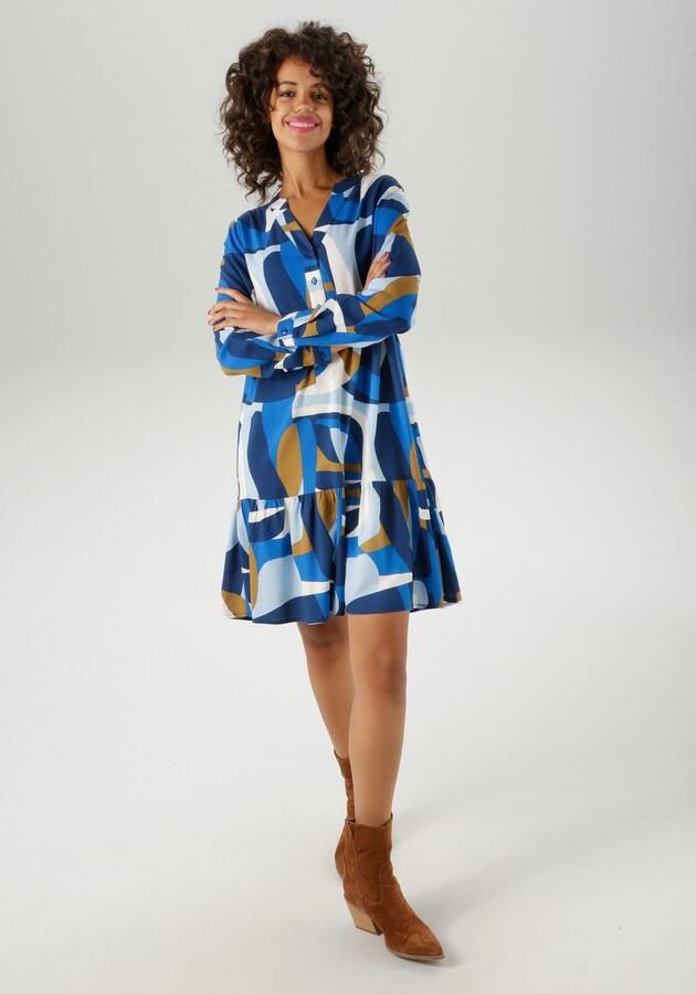 Aniston CASUAL Tuniekjurk met grootschalig grafisch druk nieuwe collectie - Foto 3