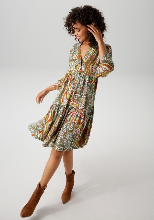 Aniston CASUAL Tuniekjurk met kleurharmonieuze grootvlak paisley-patroon - Foto 4