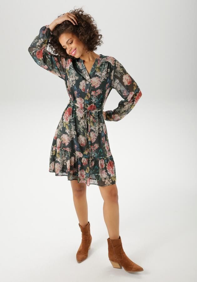 Aniston CASUAL Tuniekjurk met kleurrijke bloe print elk stuk is uniek nieuwe collectie (Met een afneembare bindstrik) - Foto 8