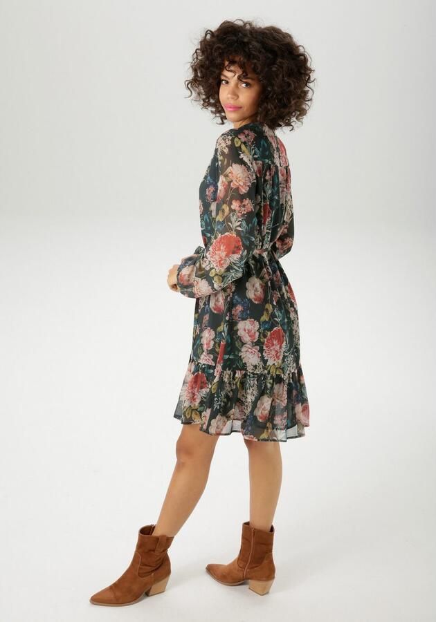 Aniston CASUAL Tuniekjurk met kleurrijke bloe print elk stuk is uniek nieuwe collectie (Met een afneembare bindstrik) - Foto 4