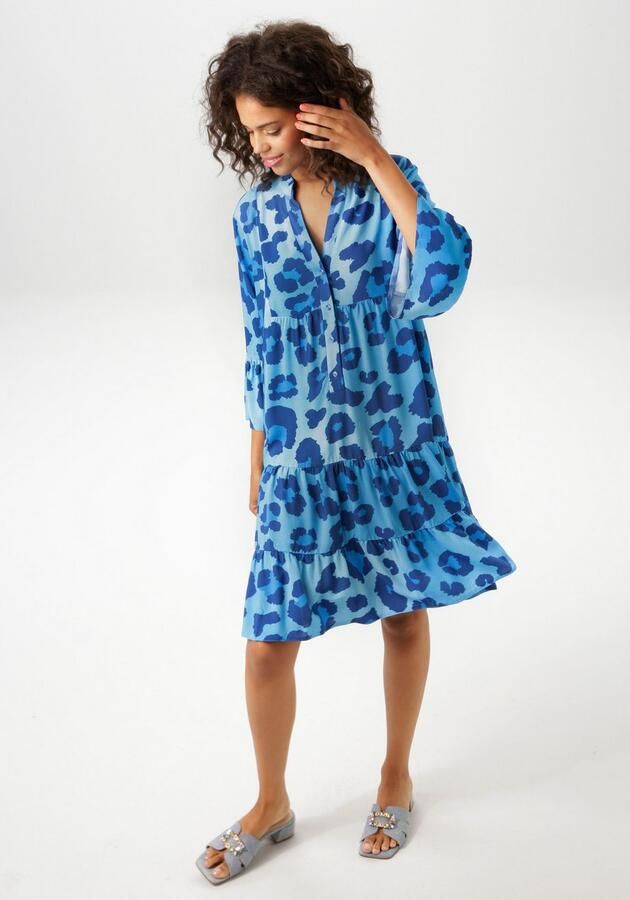 Aniston CASUAL Tuniekjurk met kleurrijke grafische bloemen bedrukt - Foto 5