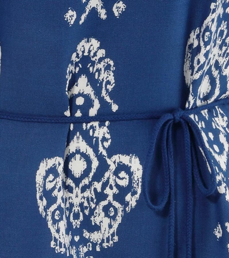 Aniston CASUAL Tuniekjurk met ornamentprint en contrasterende volant (Met afneembare koordbindband)