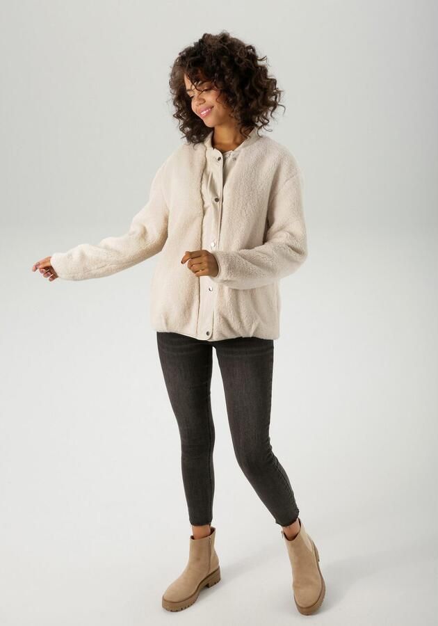 Aniston CASUAL Tweezijdig te dragen jack van knuffelzacht teddy-pluche en gladde geweven stof nieuwe collectie - Foto 6