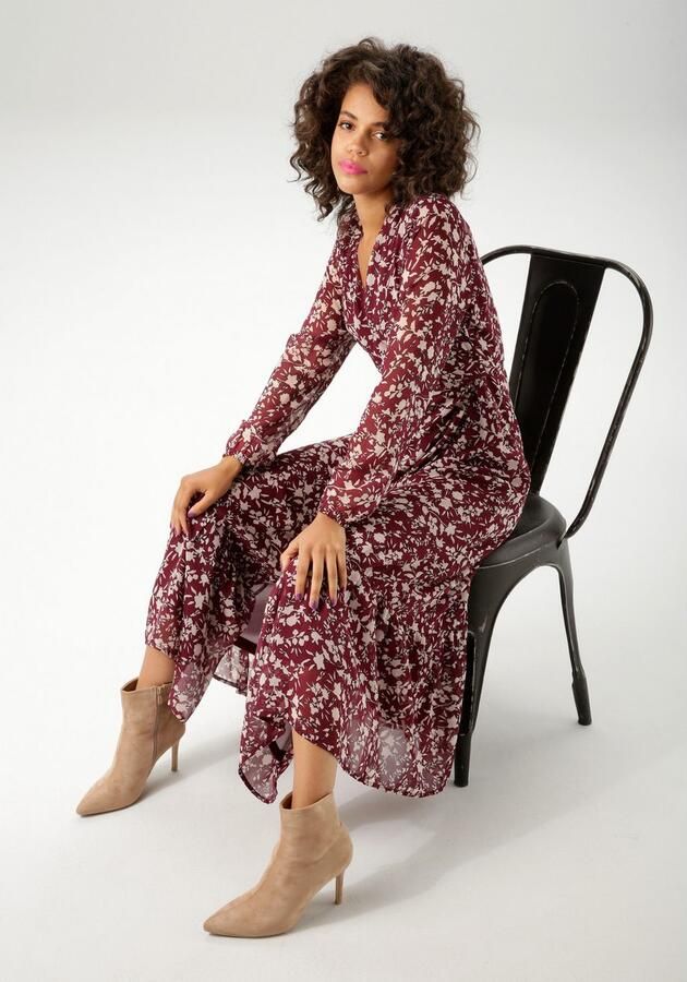 Aniston CASUAL Wikkeljurk met grafische bloe print elk deel uniek nieuwe collectie - Foto 5