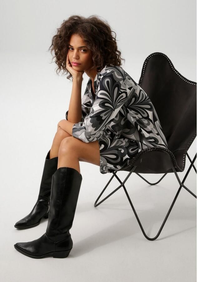 Aniston CASUAL Zomerjurk met harmonieuze kleuren grafische print - Foto 3