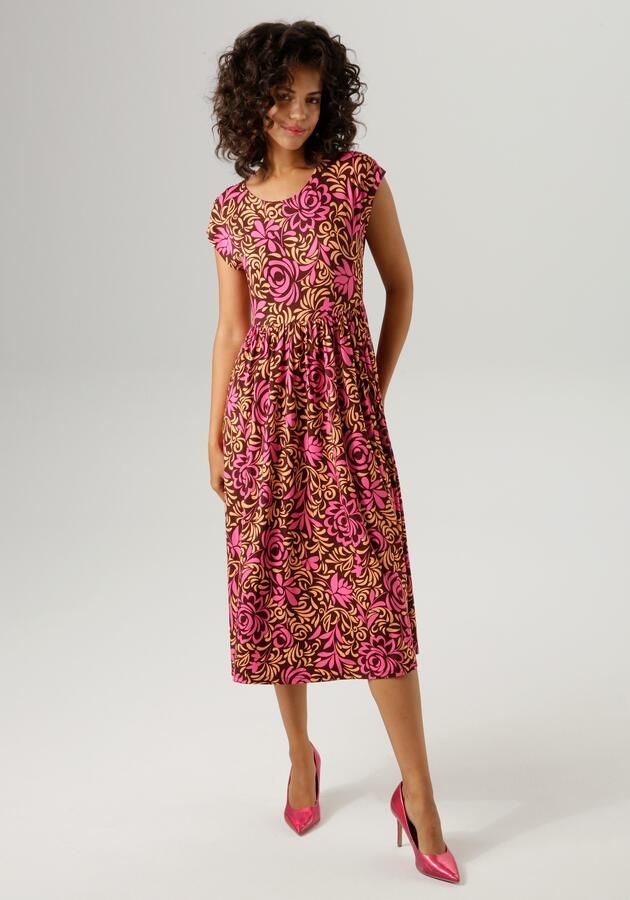 Aniston CASUAL Zomerjurk met kleurharmonieuze grafische rozenprint - Foto 7