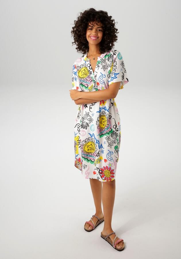 Aniston CASUAL Zomerjurk met kleurrijke kunstzinnige print - Foto 7