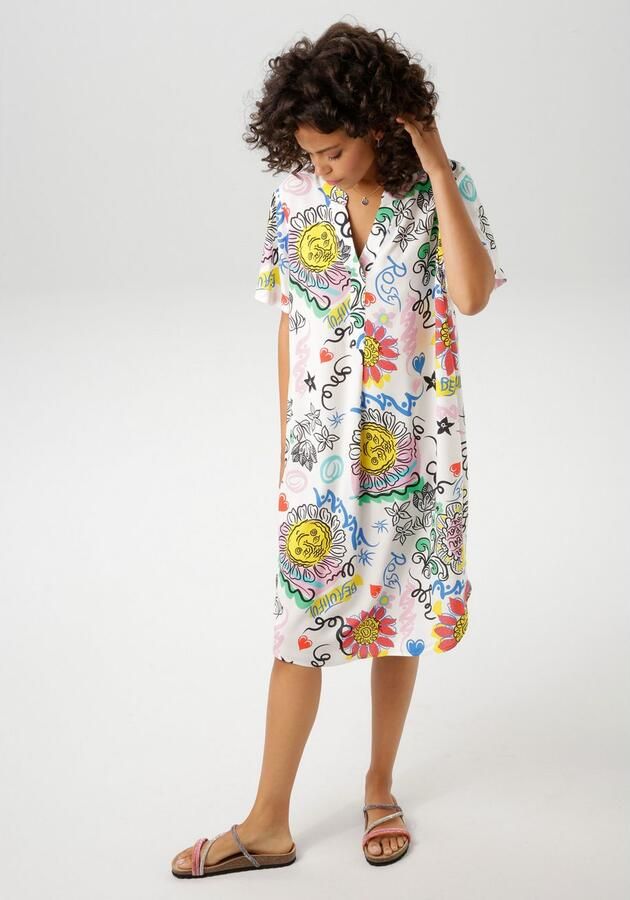 Aniston CASUAL Zomerjurk met kleurrijke kunstzinnige print - Foto 4
