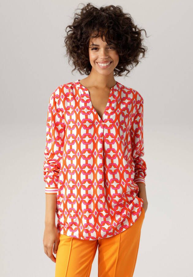 Aniston CASUAL Blouse zonder sluiting met opvallende grafische print