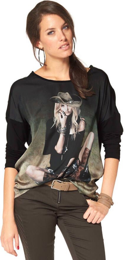 Aniston CASUAL Shirt met lange mouwen met elegante frontprint