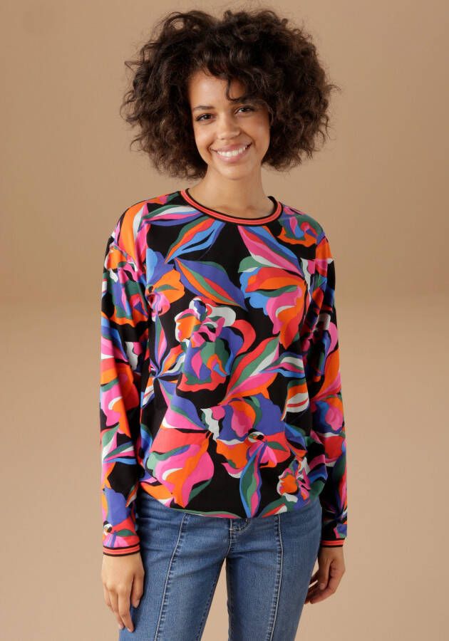 Aniston CASUAL Sweatshirt bedrukt met kleurrijke grafische bloemen